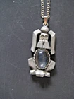 Vtg Pewter Colored Metal & Rhinestone Costume Jewelry Dog Necklace GoldCrown Inc