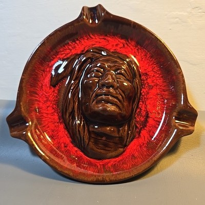 Vintage 70er First Nations Aschenbecher von McMaster Kanada Keramik handbemalt sehr guter Zustand