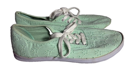 Girls American Eagle By Payless Mint Green Eyelet Sneakers Casual Shoes Size 5
