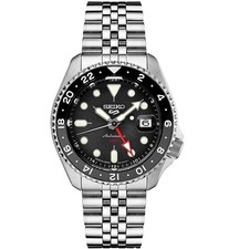 Seiko 5 SSK001 Black Dial Automatic GMT Stainless Steel Bracelet