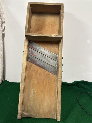 Wooden Kraut Cabbage Cole Slaw Cutter Slicer Shredder Rustic 3 Blade Vintage