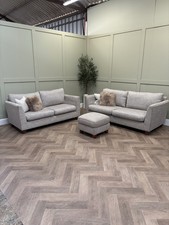 M&S 3 & 2 Seater Sofa and Footstool – Oatmeal – Delivery Available