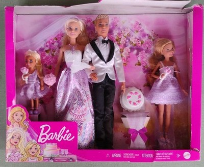 Mattel Barbie Wedding Gift Set Ken Stacie Kelly Cake Damaged Box