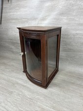 Antique VICTORIAN WOOD Bow Front Curved Beveled Glass Doll DISPLAY Cabinet READ