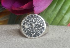 Aztec Calendar 925 Sterling Silver Taxco Mexico Ring Sz 9.75