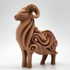 Bighorn Sheep Wooden Style Figurine – Viking Nordic Ram Animal Decor Toy & Gift