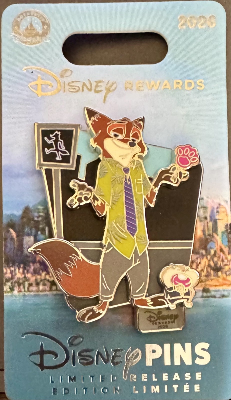 Disney Pin LE EL 2026 Disney Rewards Featuring Nick Wilde from Zootopia 2 DVC