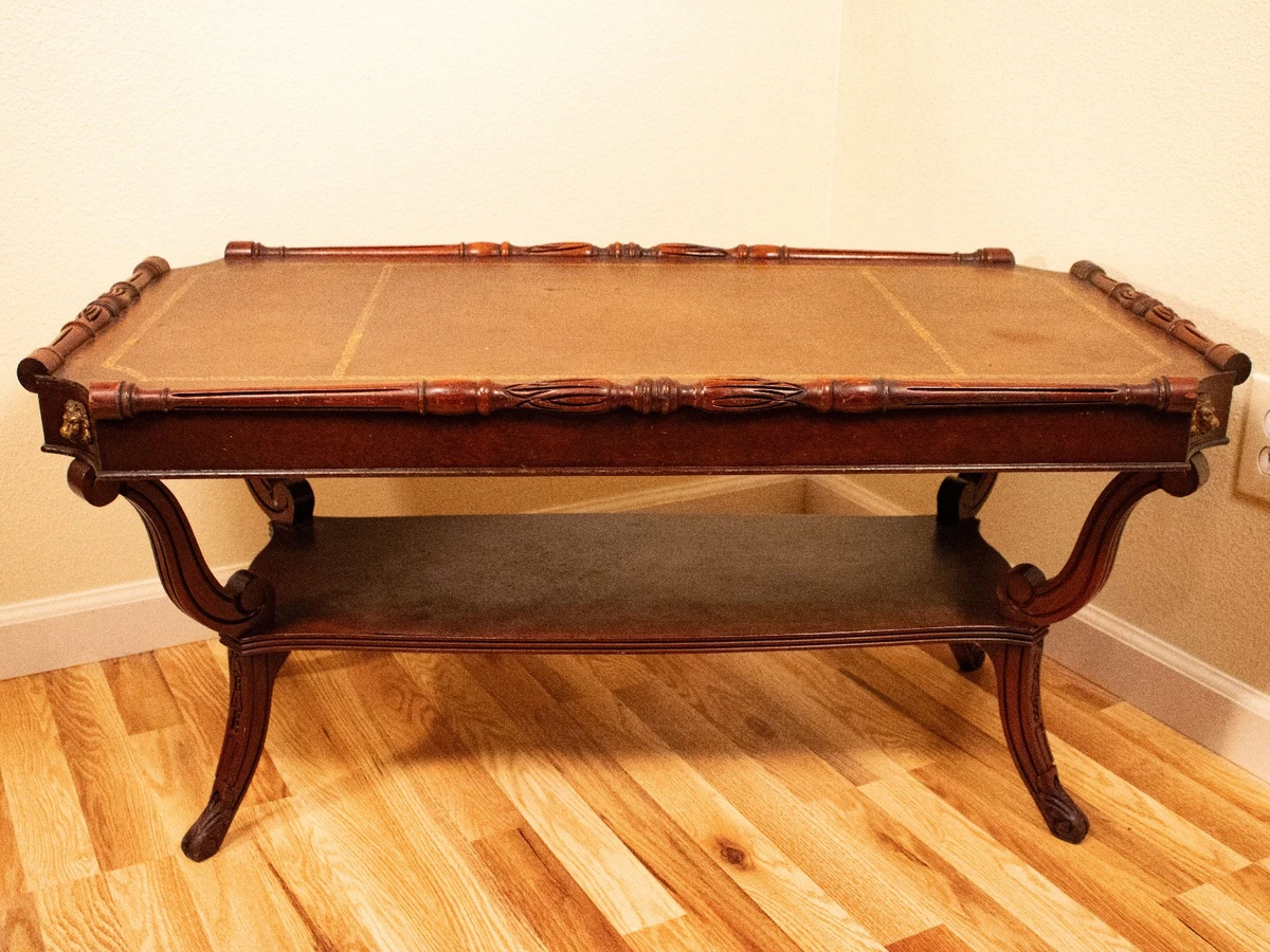 Leather Antique Tables Coffee Table Antique 1920-1949 Time Period