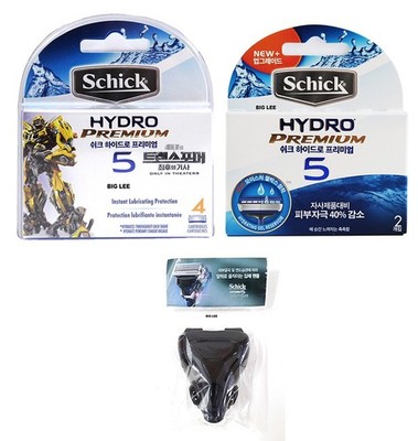 Schick Hydro Premium 5 Razor Blade Refills 6 Cartridges + Travel Cover