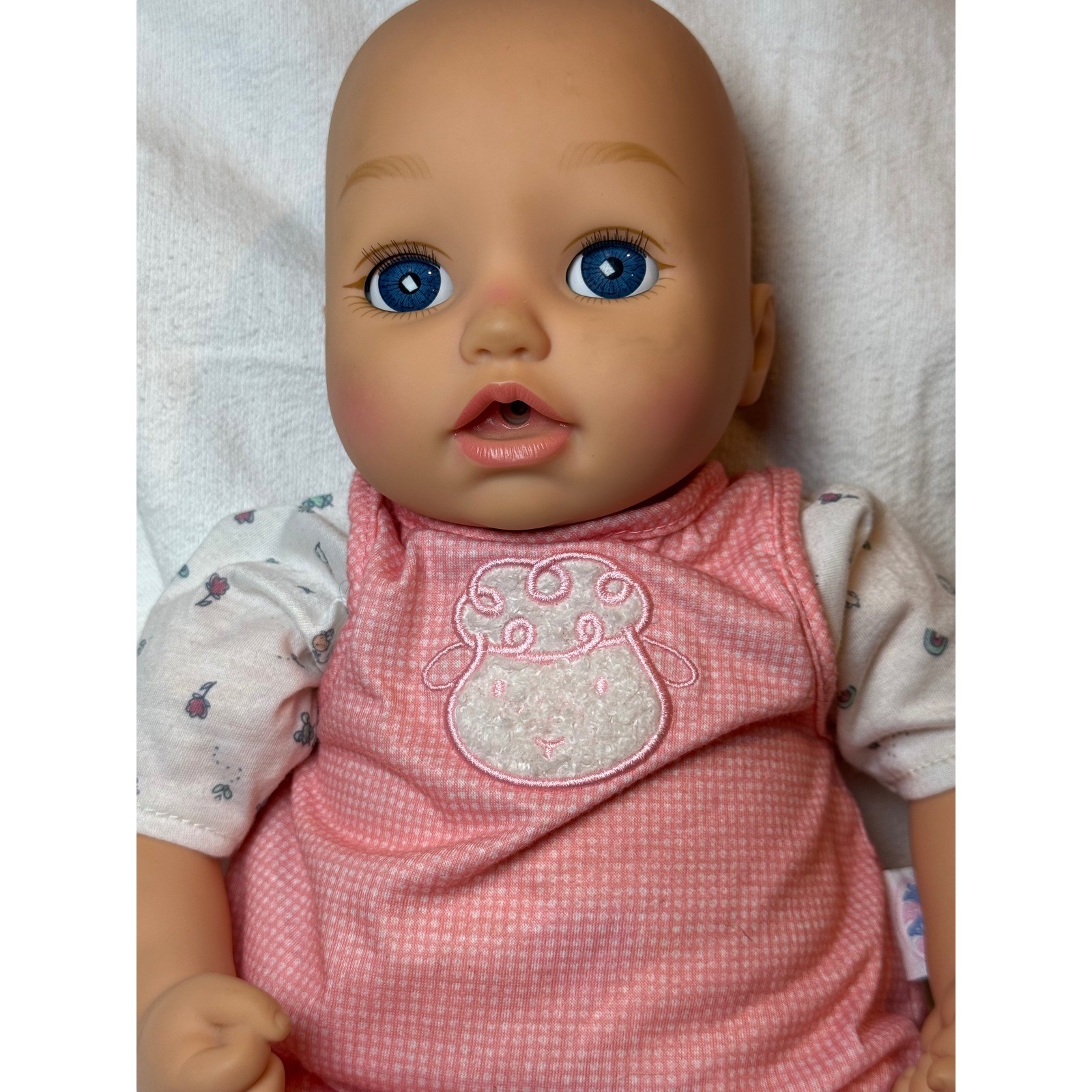 Baby Born Interactive Doll Blue Eyes Pink Gingham Outfit Wat