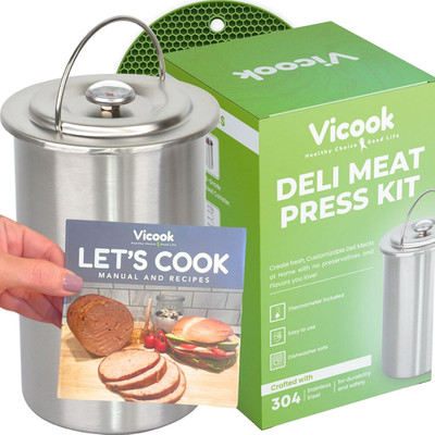 Deli Meat Press Kit - Stainless Steel Lunch Meat Press Mold for Deli Meats, with