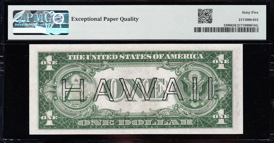 Amazing GEM UNC 1935 A $1 HAWAII Silver Certificate! PMG 65 EPQ! 02093C - Image 3 of 3