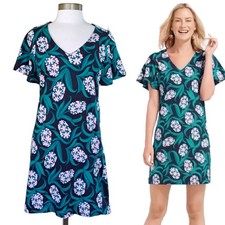 DRAPER JAMES Hyacinth Floral Ruffle Sleeve Knit Dress Size Small