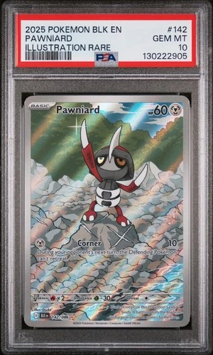 2025 POKEMON BLK EN-BLACK BOLT ILLUSTRATION RARE #142 PAWNIARD PSA 10