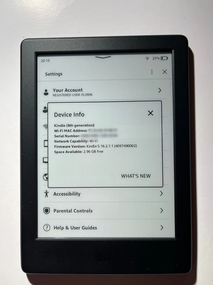 Amazon Kindle (8th Generation), Wi-Fi, 6in - Black with original box - Image 3 of 4