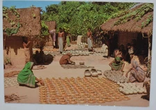 Bangladesh postcard 1980 Female potters, sent to USA