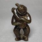 3"Chinese Old Jade Carved Hongshan culture Jade Person Statue Pendant Collection