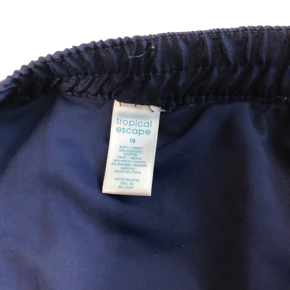 Falda de natación Tropical Escape para mujer azul marino con cordón y bolsillos talla 10 Foto 2 de 4