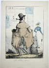 CARICATURE - La Pudeur alarmée. 19ème. Lithographie en coloris ancien.