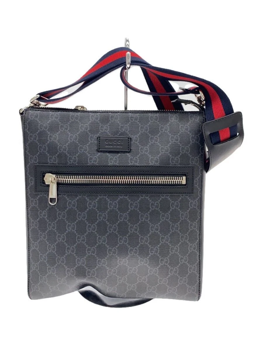 Sac bandoulière GUCCI GG Supreme PVC BLK monogramme noir fabriqué en Italie