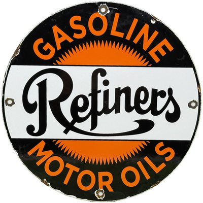 #ad VINTAGE REFINERS MOTOR OIL PORCELAIN SIGN GENERAL GASOLINE GAS STATION $115.88