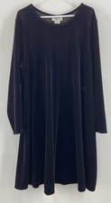 Vintage Alix Taylor Purple Velvet A-line Long Sleeve Dress Size M
