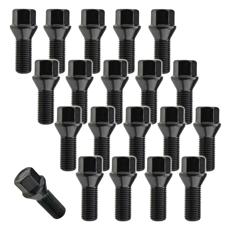 CARBONADO 20 Radschrauben M14x1,5 28mm Kegel Schwarz SW17 Radbolzen Alufelgen Stahlfelgen