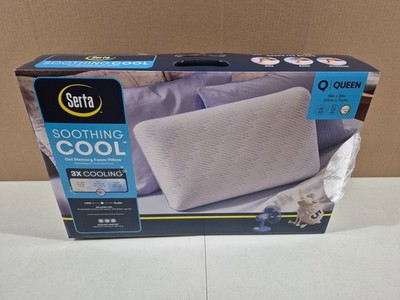 Serta Soothing Cool Gel Memory Foam Pillow, Hypoallergenic 3X COOLING , Queen