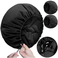 Luxury Waterproof Shower Cap Set in Black - Perfect for Long Hair & Dreadlocks