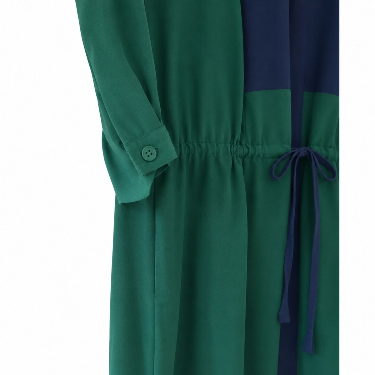 Fossil Rebecca Silk Shirt Dress Green Navy Colorblock Contemporary M NWT View 4