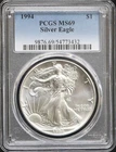 1994 $1 American Silver Eagle 1 Troy Oz .999 Silver PCGS Graded MS69 Fresh Grade