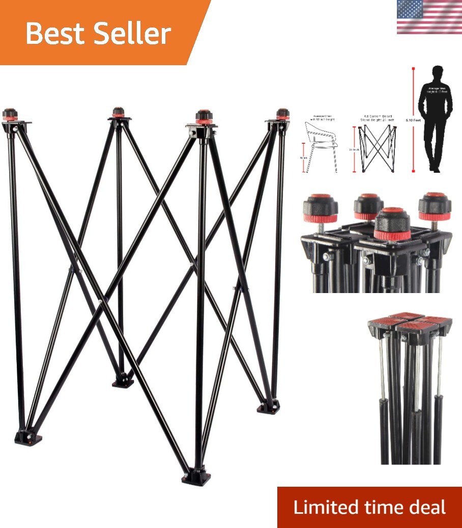 Durable Carrom Board Stand with Sturdy Wood & Metal Construction - Black Finish