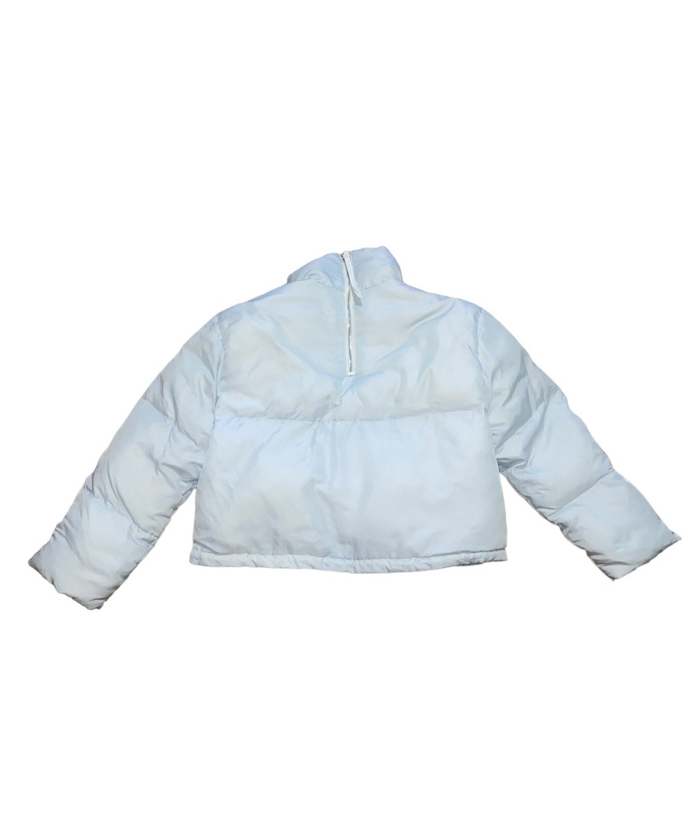 Women Prada Nylon Down Short Puffer Jacket Size 36 Blue | eBay