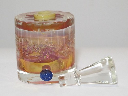 Richard Clements Pink Round Glass Perfume Bottle, Conical Stopper - Bild 7 von 7
