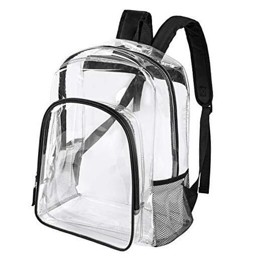 Clear Backpack Heavy Duty Clear Bookbag Transparent Backpack See 1-black