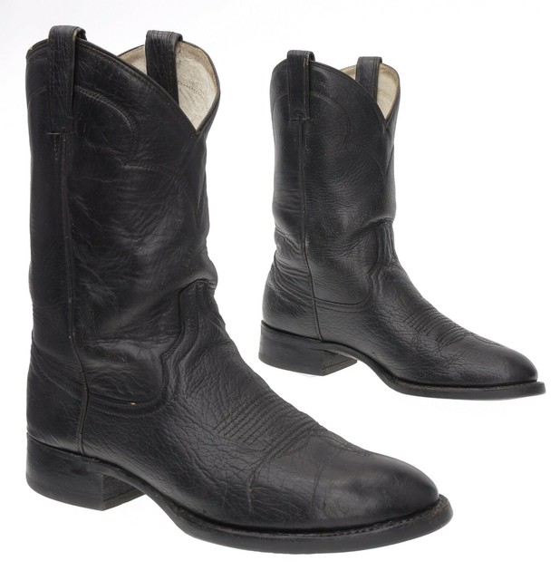 Justin BOOTS Western Mens Ropers Black Bullhide 3187 for sale online | eBay