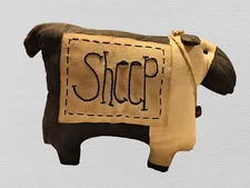 SHEEP with RUSTY BELL--PRIMITIVE--RUSTIC--FARMHOUSE--COUNTRY--SHELF SITTER