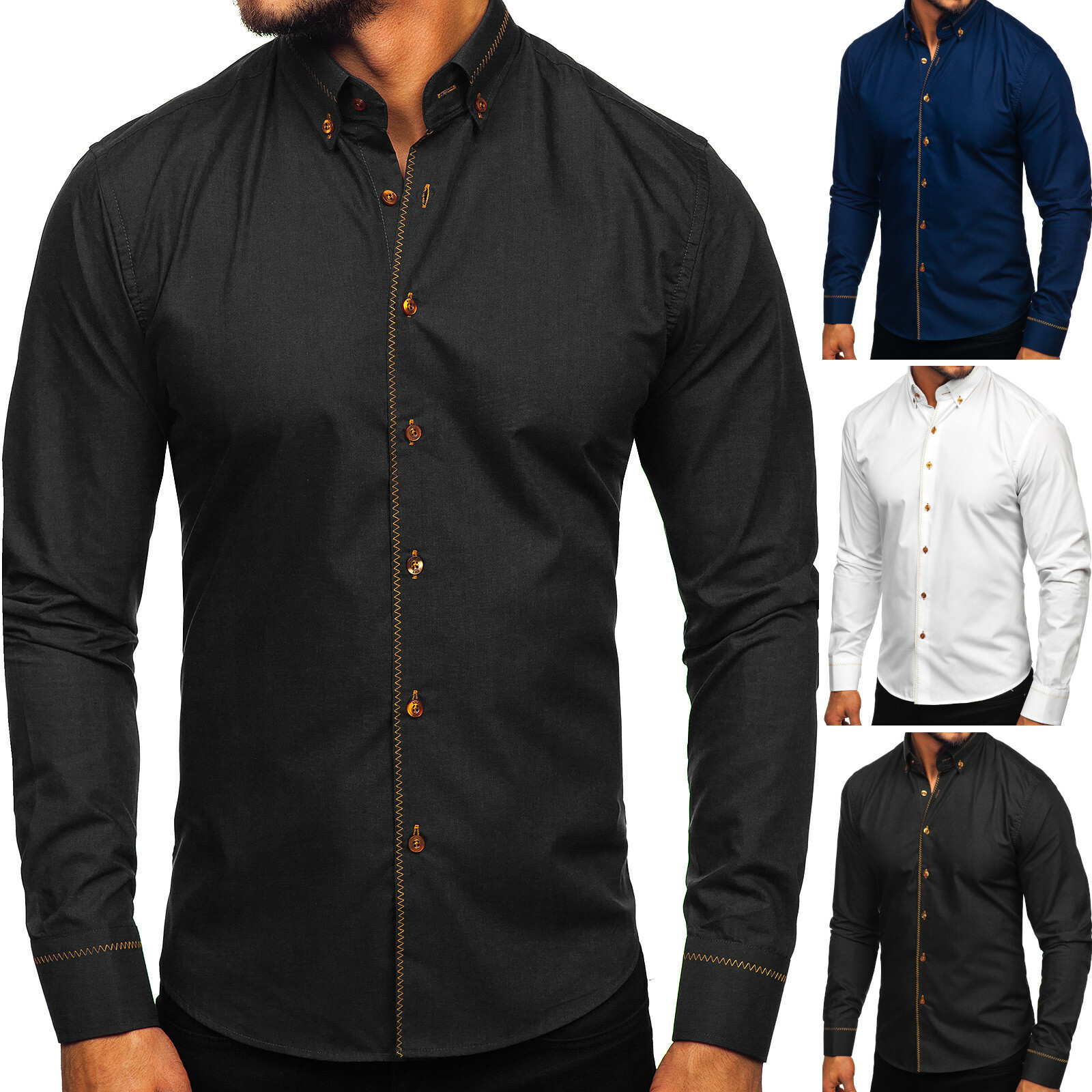 OZONEE Herren Jeanshemd Jeans Hemd Freizeithemd Denim Shirt Langarm