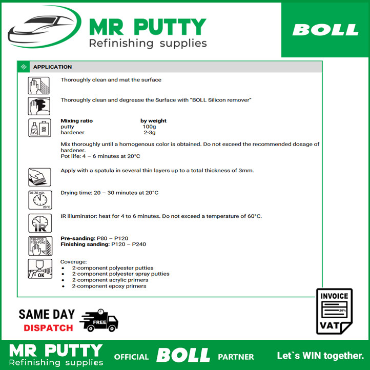 Filler BOLL Kit Bumper Fix 500g bumper putty professional car repair