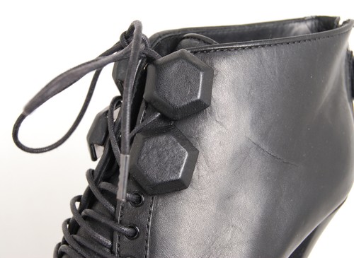 Givenchy Women Black Ankle Booties 100% Leather Lace Up High Heel Boots Sz EU 37 - Picture 5 of 7