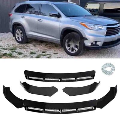 For Toyota For Highlander Gloss Black Front Bumper Lip Spoiler Splitter Body Kit