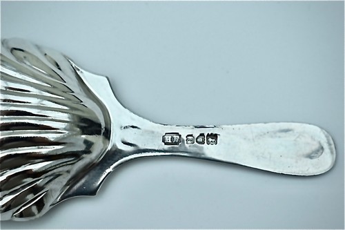 Hübscher Caddy-Löffel aus massivem Silber geriffelte Schüssel, Harry Freeman, London1912 - Bild 9 von 12