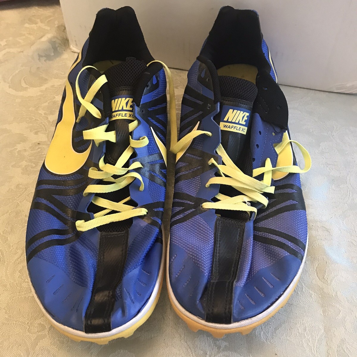 Nike Waffle XC Track & Field Shoes Men’s Size 13 Neon Yellow Black Running NOS NIKE Track & Field~WAFFLE XC~Black Yellow Blue Running  main image 3