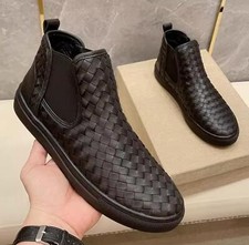 Mens Leisure Caved Fashion Black Pump Leather Pull On Flat Shoes Walking Driving