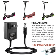 12V Power Adapter for Razor Power Core 90 E90 E95 95 Charger ePunk XLR8R Scooter