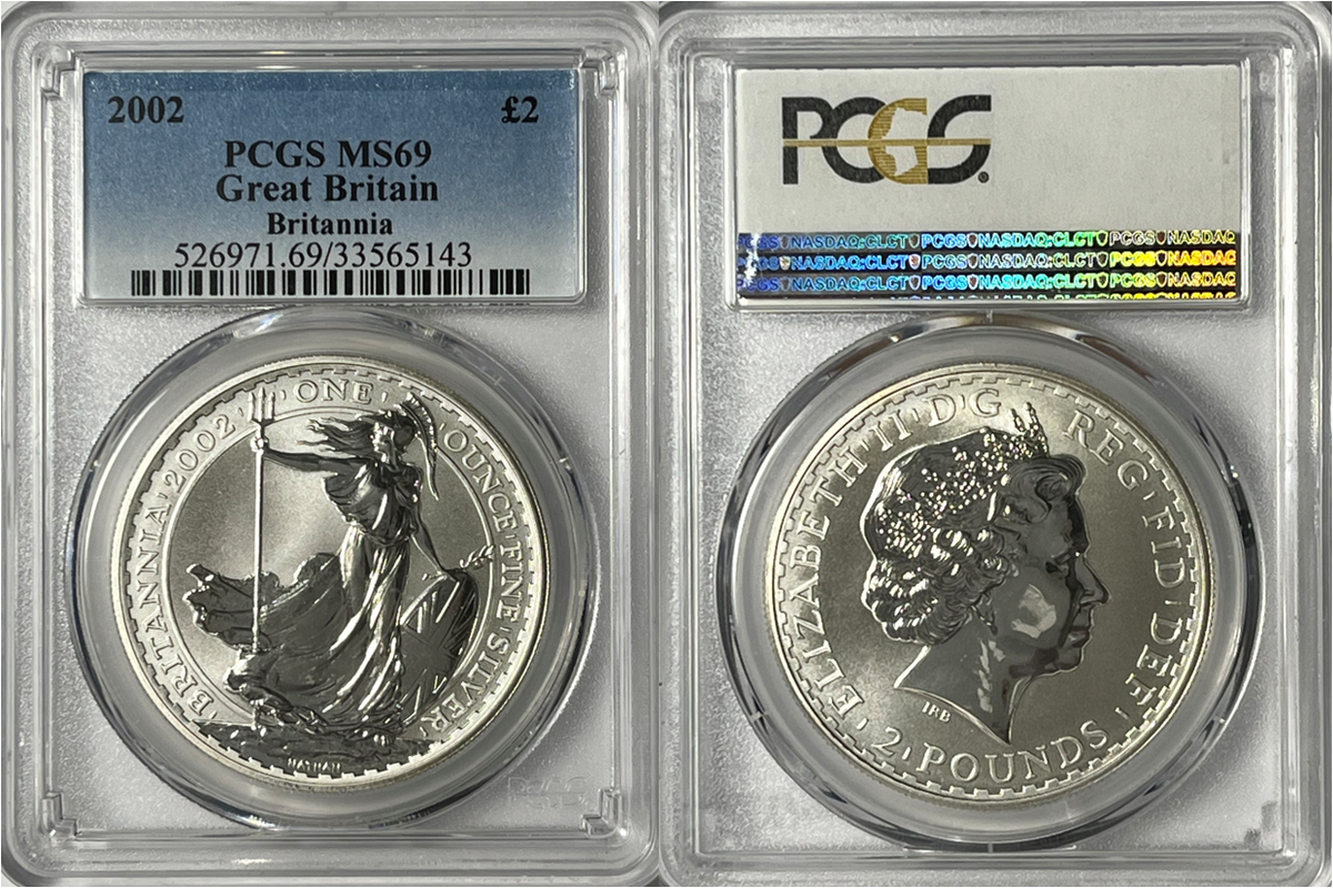 2002 Britannia PCGS MS69 1 oz Silver Great Britain UK £2 coin | eBay