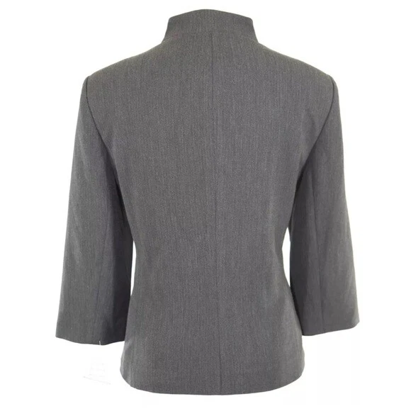 Donna Degnan 大号纽扣修身灰色时尚夹克中号 8 $350 HH — 第 4/4 张图片