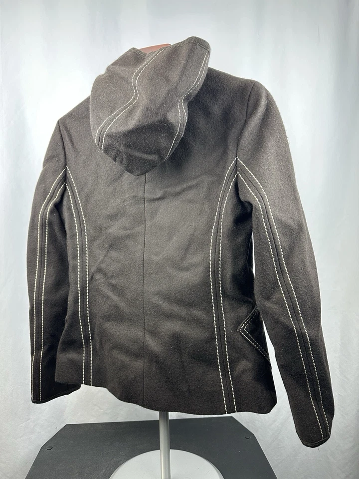 Chaqueta Aria Caractére Mujer Marrón Lana Virgen Bolsillo Talla 6 Diseño Único Foto 2 de 4