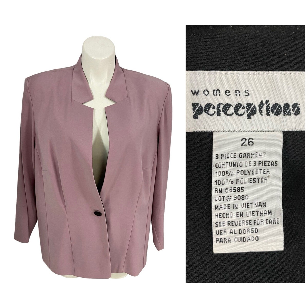 Perceptions Blazer Womens Size 26 Lilac Purple Jacket Work Office