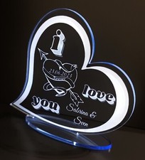 Valentinstag Geschenk Acryl Herz Aufsteller mit Wunschgravur Liebe Geschenkidee